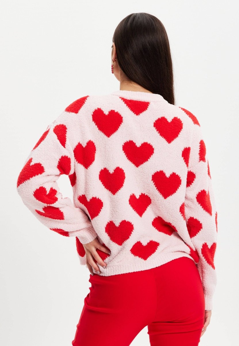 Liquorish Red Heart Teddy Bear Jumper - Daisy Mae Boutique