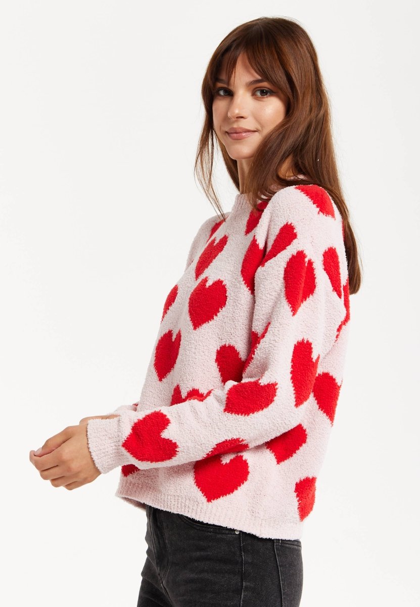 Liquorish Red Heart Teddy Bear Jumper - Daisy Mae Boutique