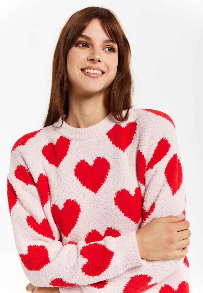 Liquorish Red Heart Teddy Bear Jumper - Daisy Mae Boutique
