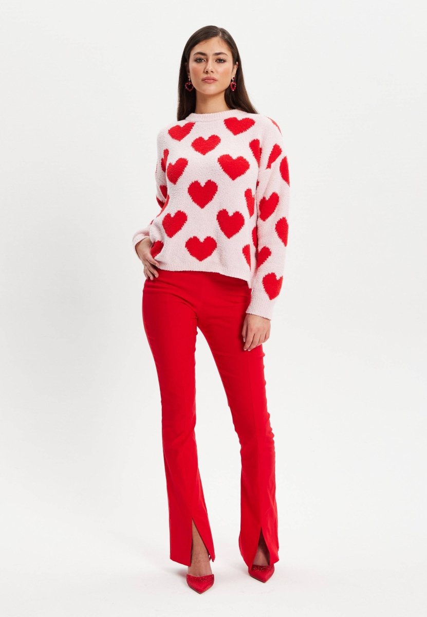 Liquorish Red Heart Teddy Bear Jumper - Daisy Mae Boutique