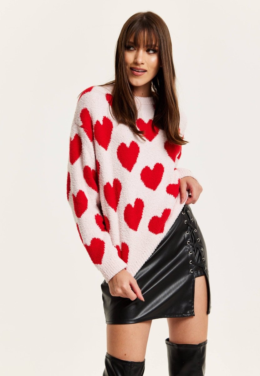 Liquorish Red Heart Teddy Bear Jumper - Daisy Mae Boutique