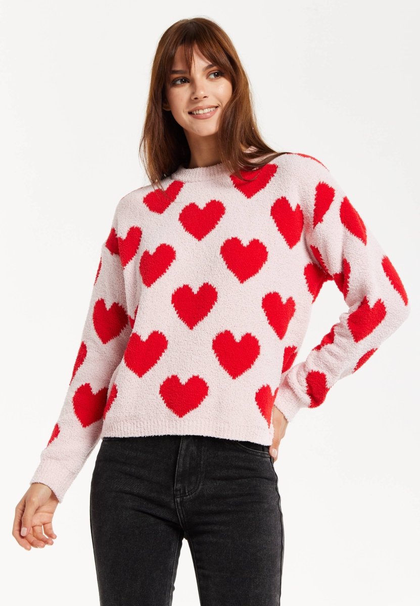 Liquorish Red Heart Teddy Bear Jumper - Daisy Mae Boutique