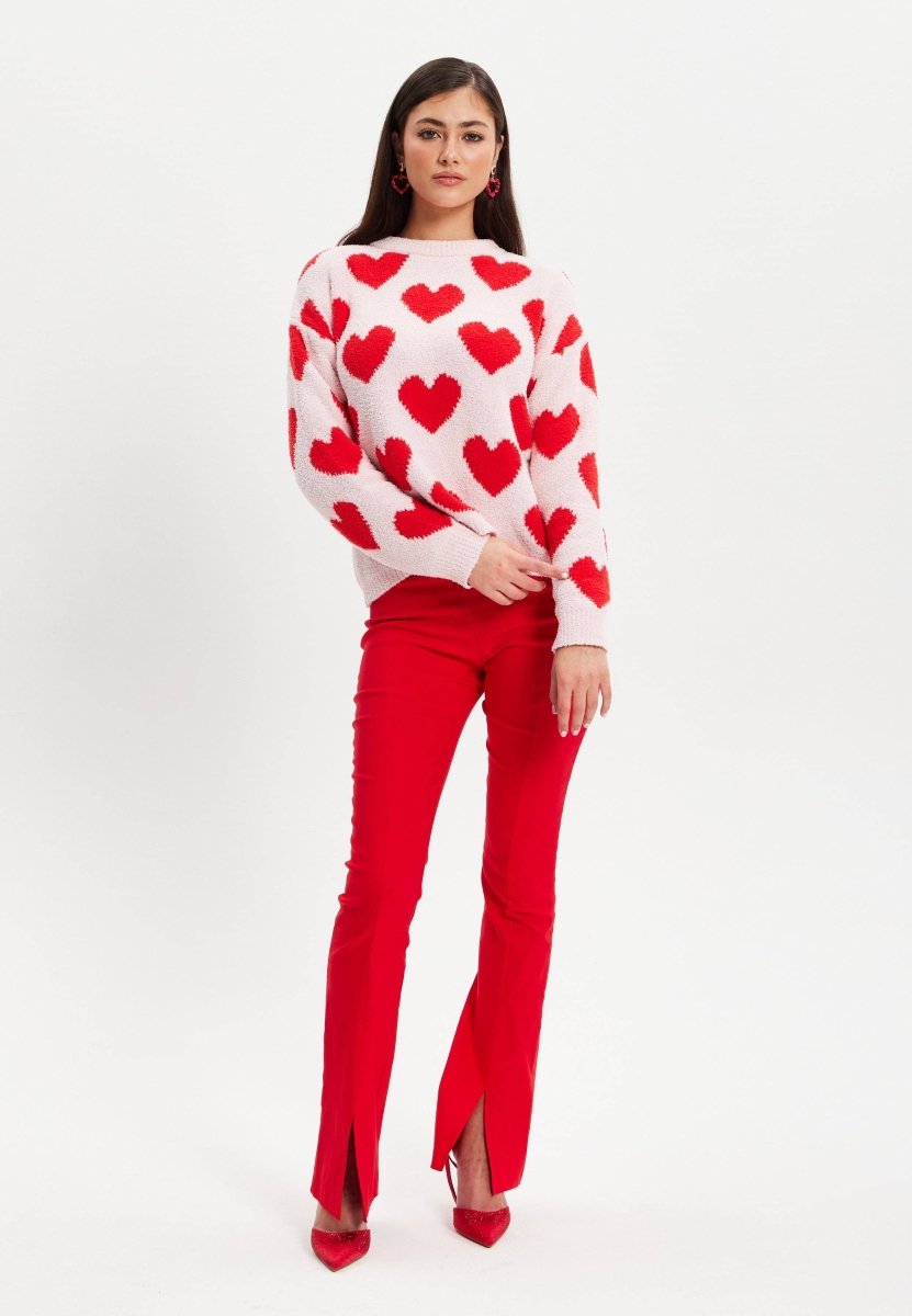 Liquorish Red Heart Teddy Bear Jumper - Daisy Mae Boutique