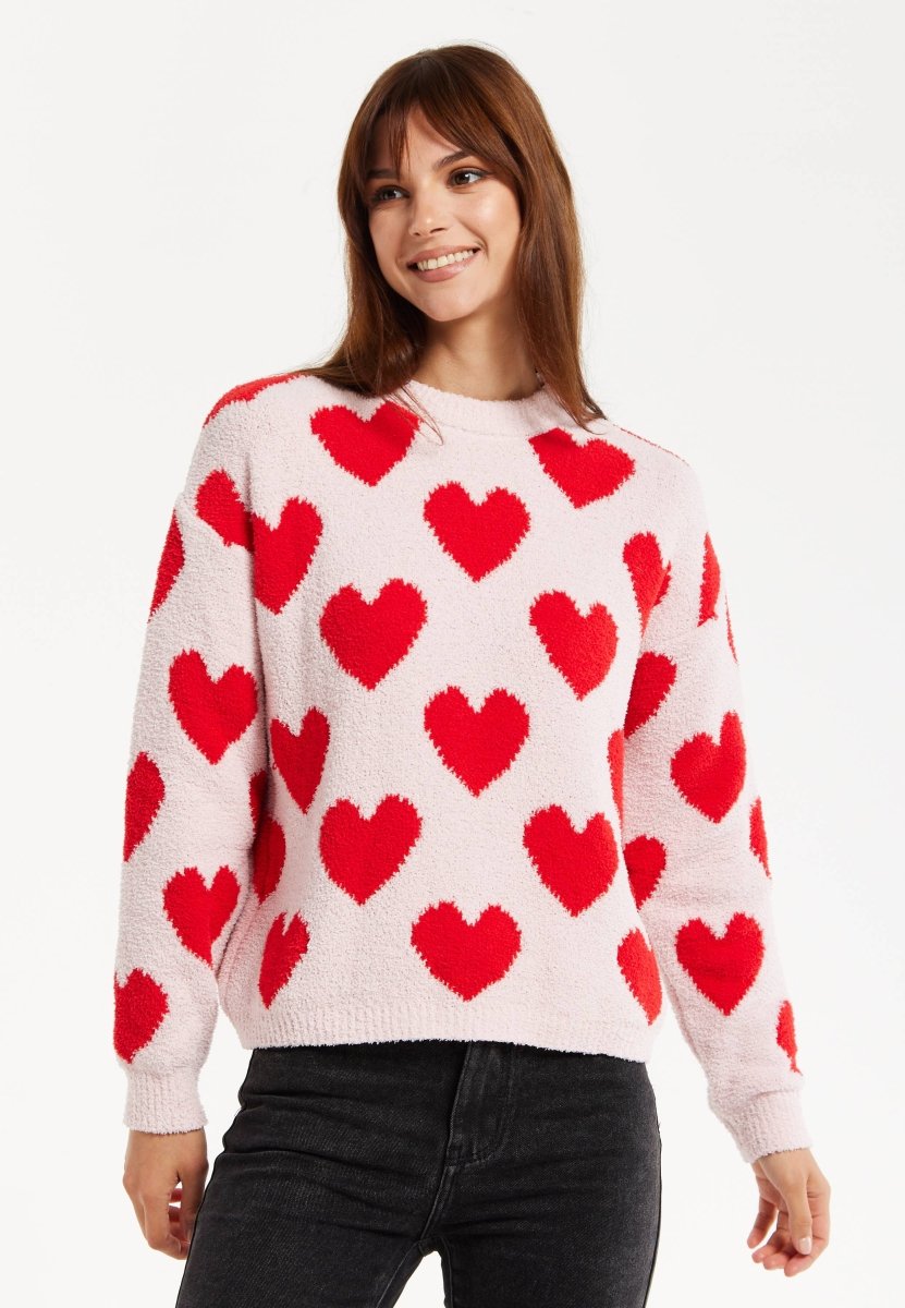 Liquorish Red Heart Teddy Bear Jumper - Daisy Mae Boutique