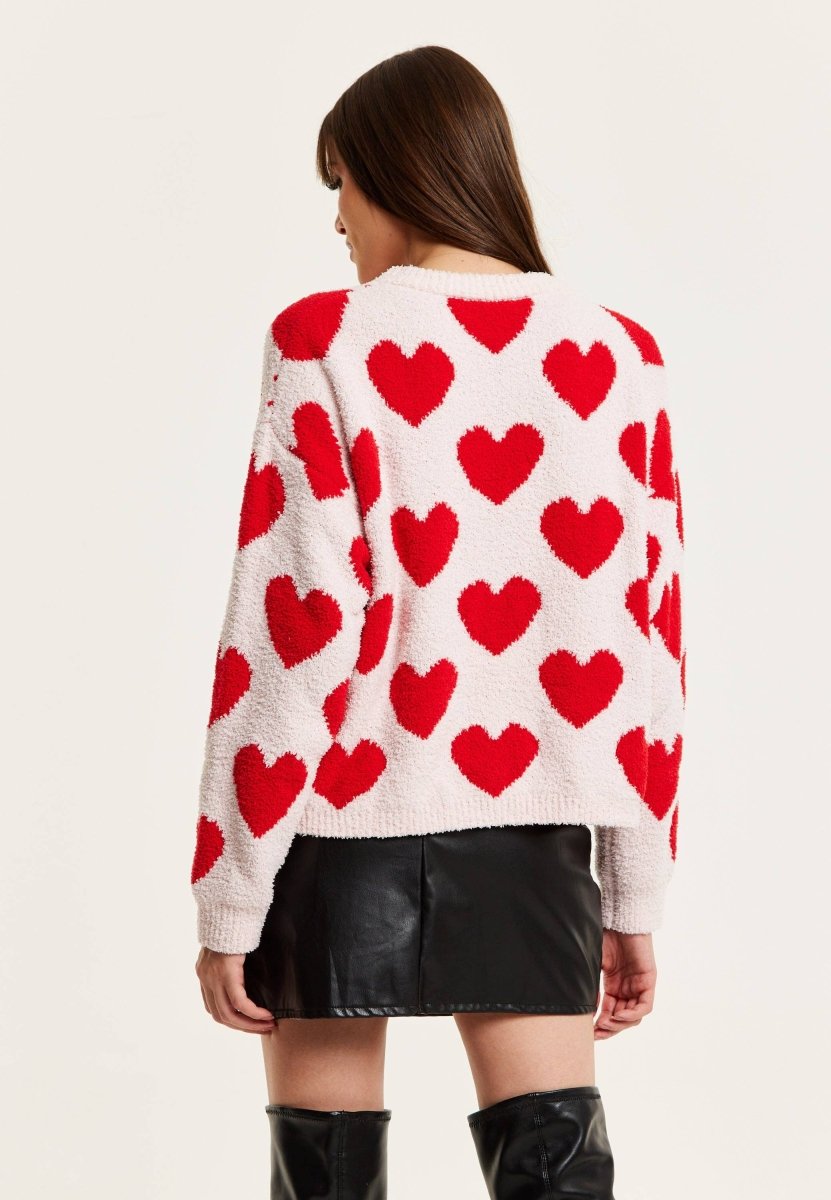 Liquorish Red Heart Teddy Bear Jumper - Daisy Mae Boutique