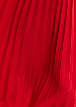 Liquorish Red Midi Dress With Pleat Details - Daisy Mae Boutique