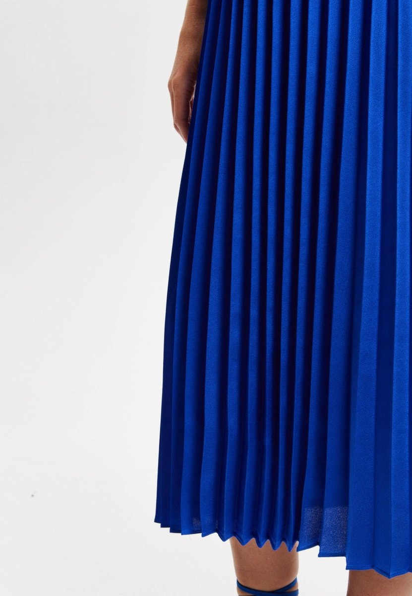 Liquorish Royal Blue Midi Dress With Pleat Details - Daisy Mae Boutique