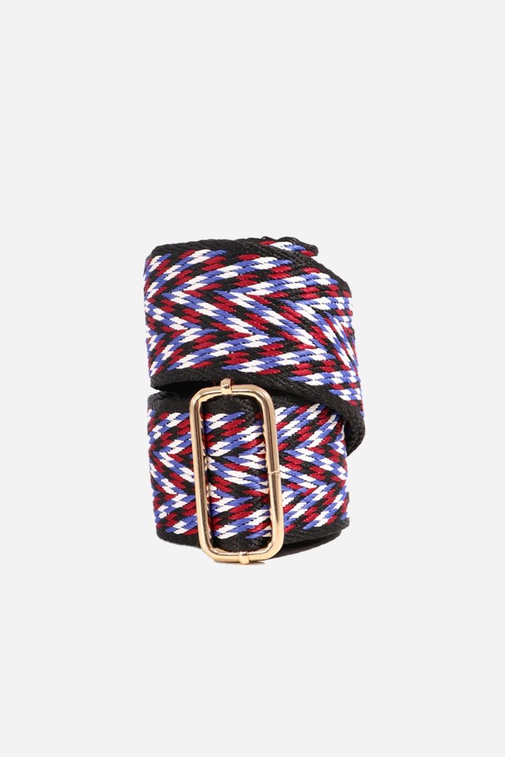 MSH Black Red Crosshatch Chevron Bag Strap - Daisy Mae Boutique