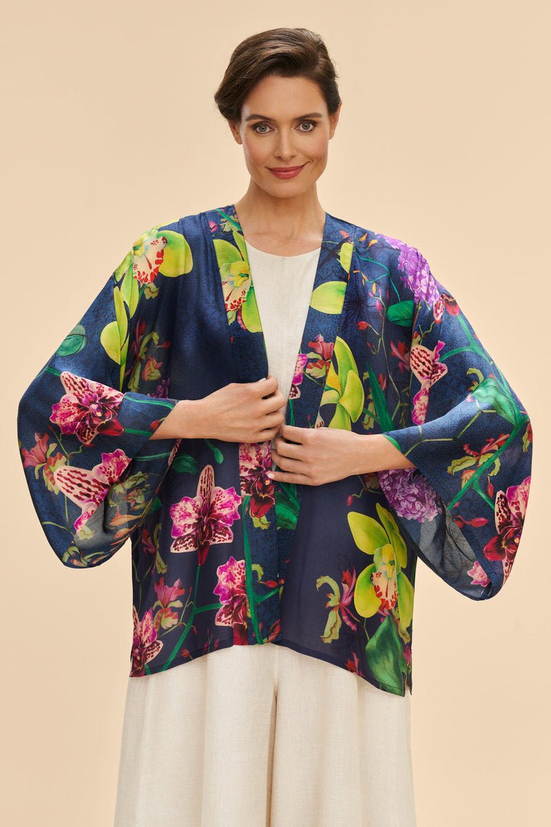 Powder Exotic Evening In Ink Kimono Jacket - Daisy Mae Boutique