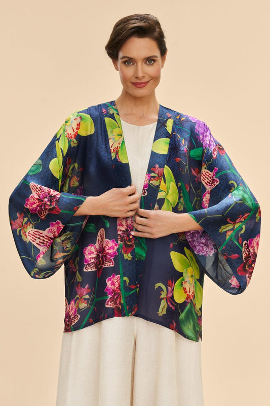 Powder Exotic Evening In Ink Kimono Jacket - Daisy Mae Boutique