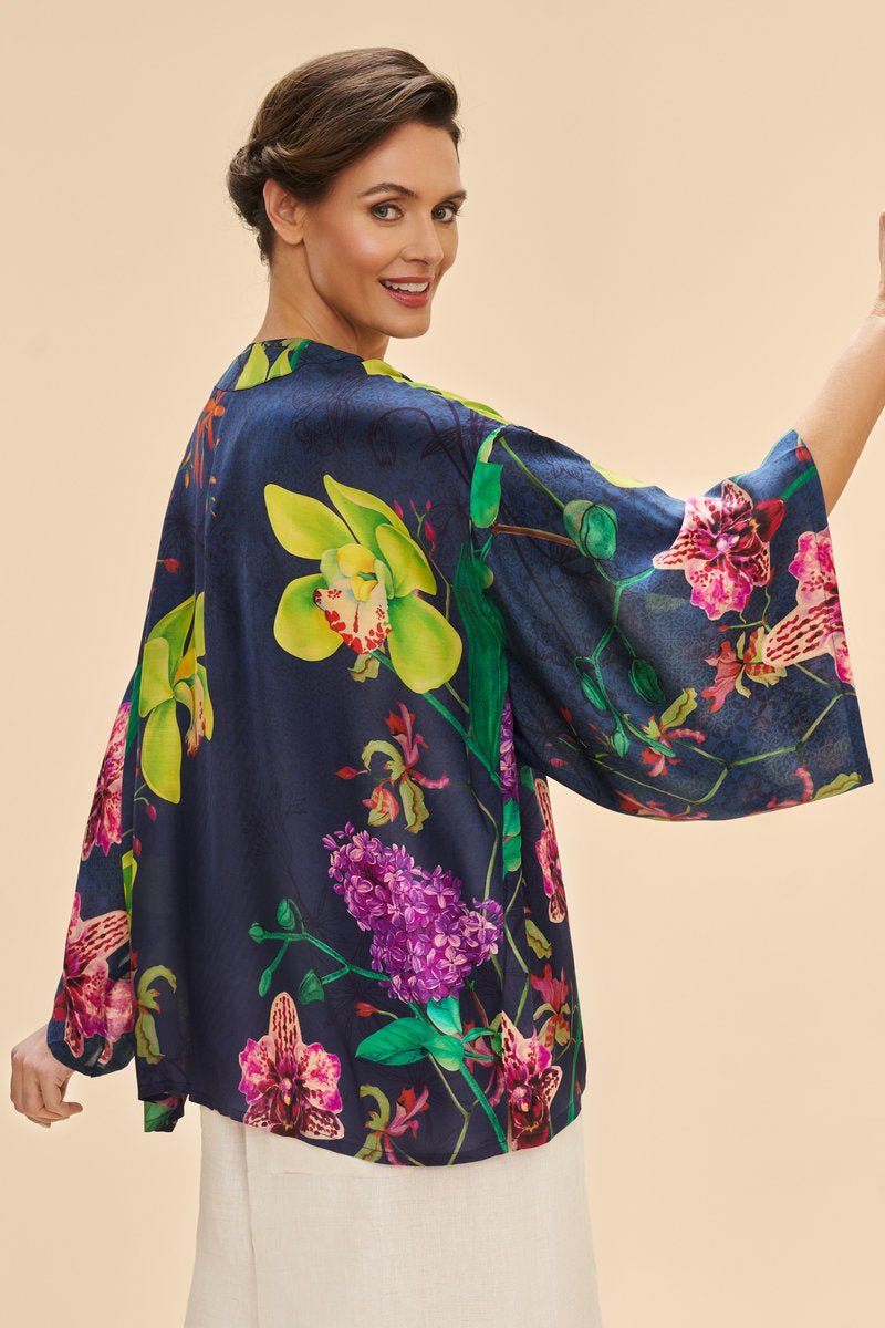 Powder Exotic Evening In Ink Kimono Jacket - Daisy Mae Boutique