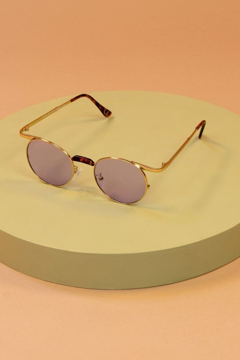 Powder Farrah Gold Round Sunglasses - Daisy Mae Boutique
