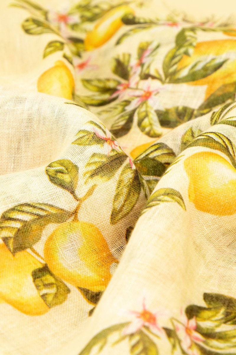 Powder Linen Lemons Print Scarf - Daisy Mae Boutique