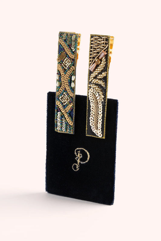 Powder Hairclips - Midnight 1920's Sparkle