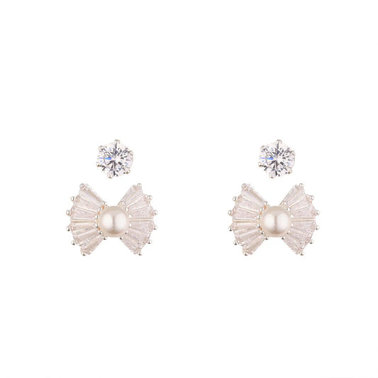 Knight & Day Silver Pearl & Diamanté Earring Set R538EAP