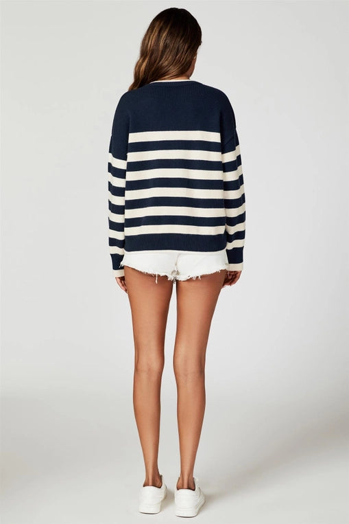 FS Collection Navy Stripe Heart Jumper