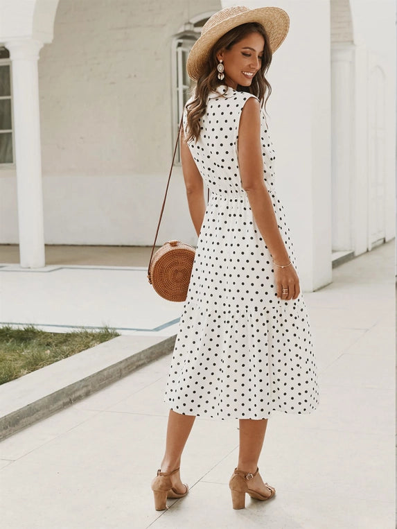 FS Collection Tiered Polka Dot Midi Dress