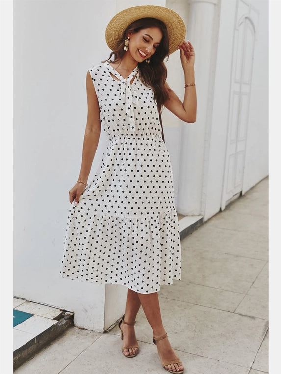 FS Collection Tiered Polka Dot Midi Dress