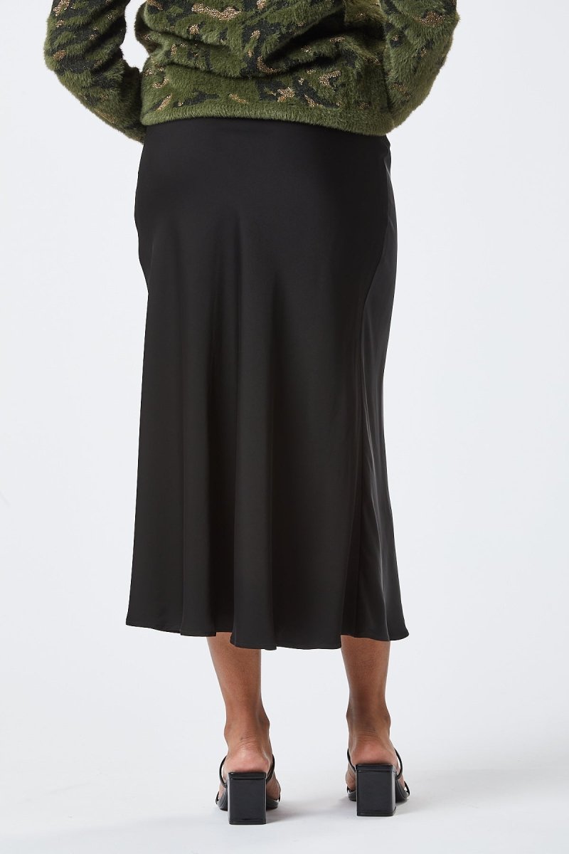 Zibi London Evelyn Black Satin Skirt - Daisy Mae Boutique