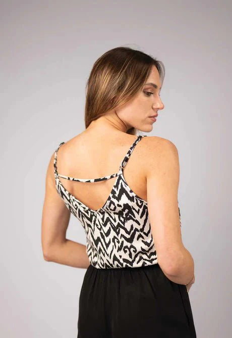 Zibi London FADE Black / White Strappy Top - Daisy Mae Boutique