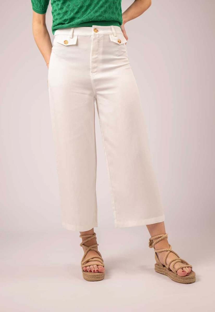 Zibi London JEM White Wide Trousers - Daisy Mae Boutique