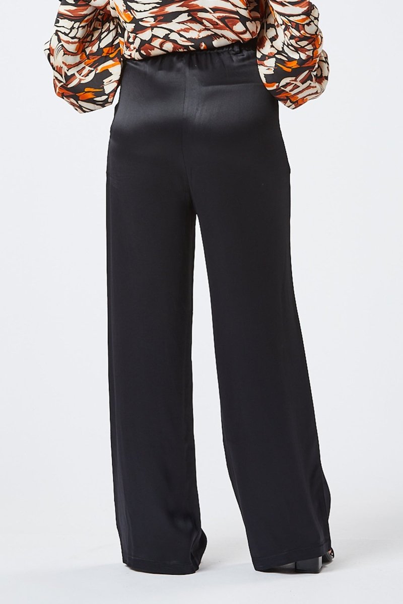 Zibi London Mika Black Satin Trousers - Daisy Mae Boutique